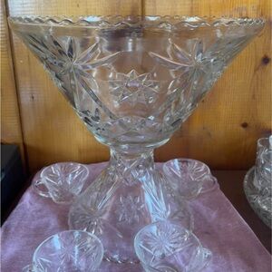 Anchor Hocking Clear Glass Punch Bowl Set